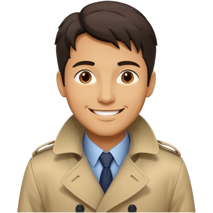 Guy in trenchcoat flashing emoji