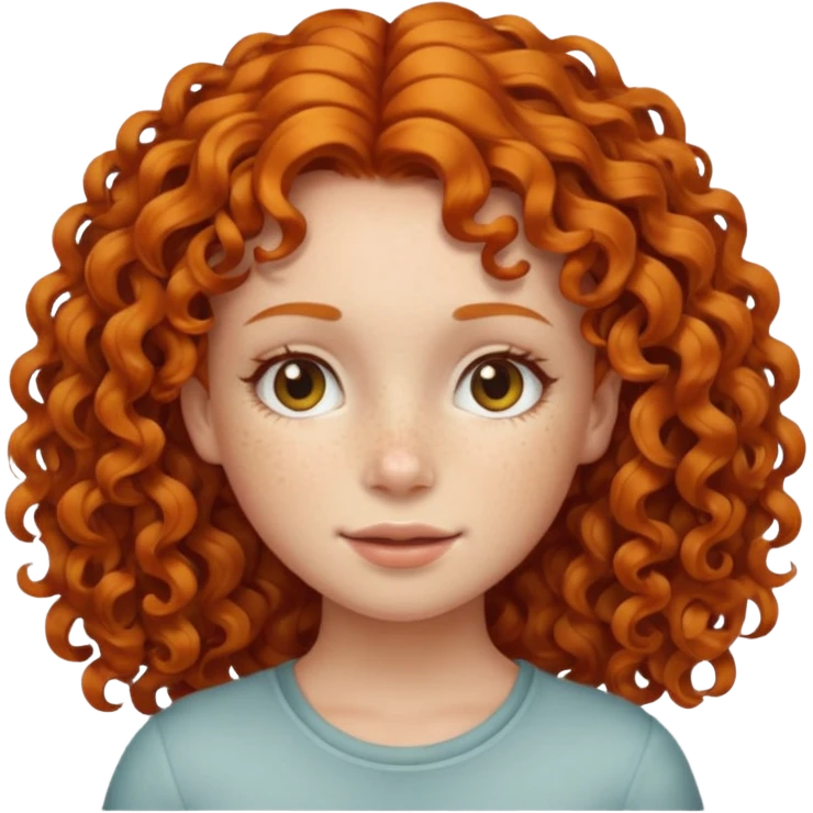 A ginger girl with curly hair in this style 👩🏼‍🦱 just the head no body simile to the apple curly hair emoji just ginger instead  emoji