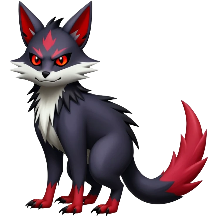 Vampiric feral emo dark Zangoose-Litten-Noibat-Fakémon-hybrid-creature (full body) emoji