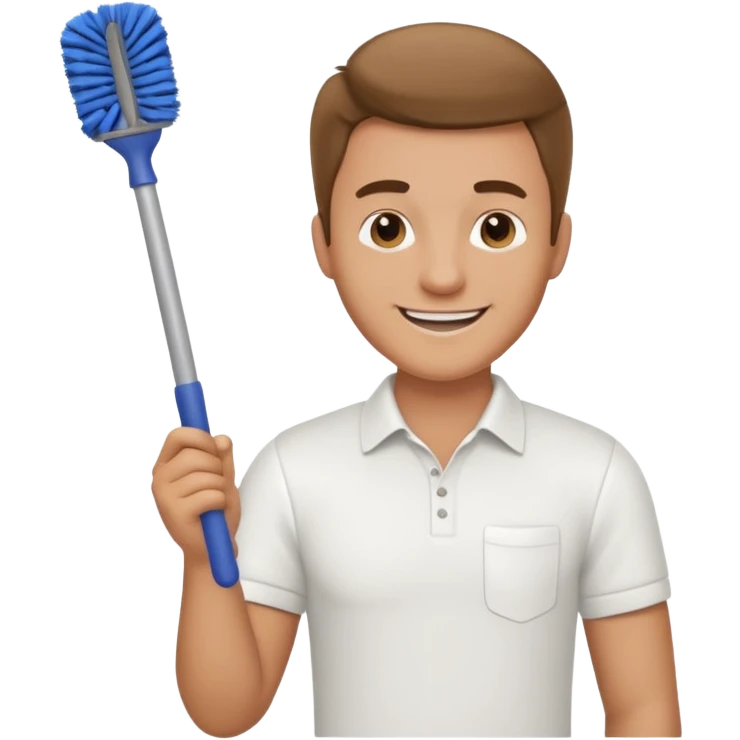 man holding toilet brush emoji