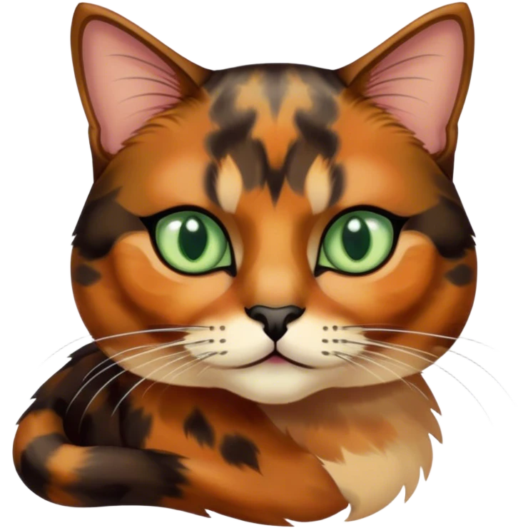 Tortoiseshell color cat with sage green eyes emoji