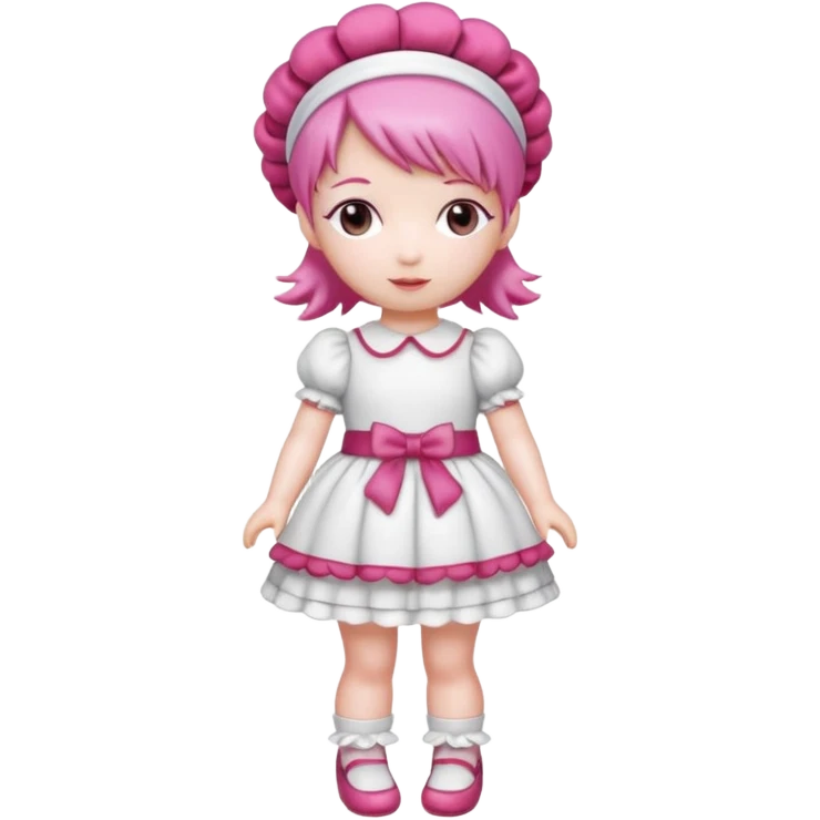 Isolated detaile illustration incredibly raspberry torte doll figurine full body with pink hair and a raspberry hairband emoji