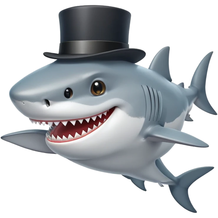 smiling shark in a top hat emoji