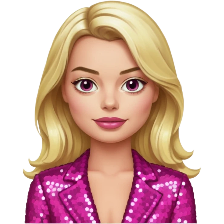 Maggot Robbie with long blonde hair, dark pink sequin outfit emoji