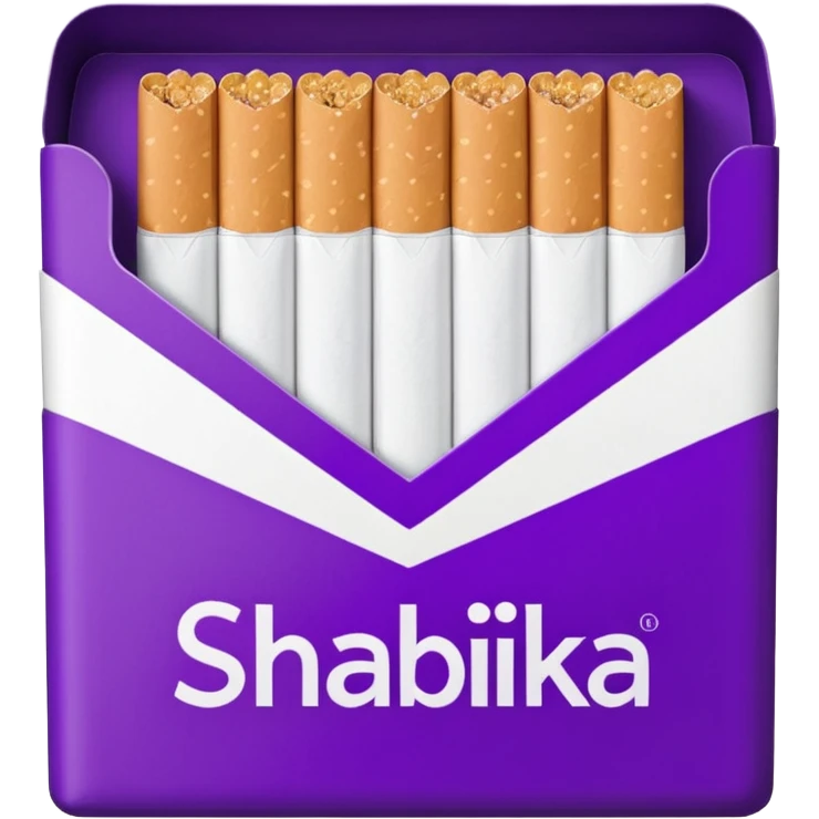 Создать emoji картинку с пачкой сигарет с надписью «SHABILKA” на фиолетовом фоне emoji