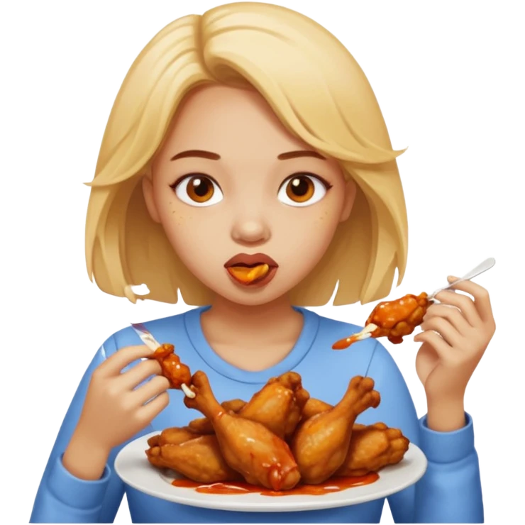 girl eating wings emoji