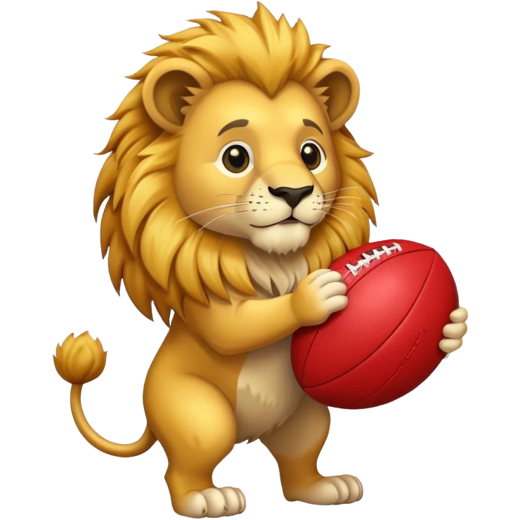 Lion holding Aussie rules ball emoji