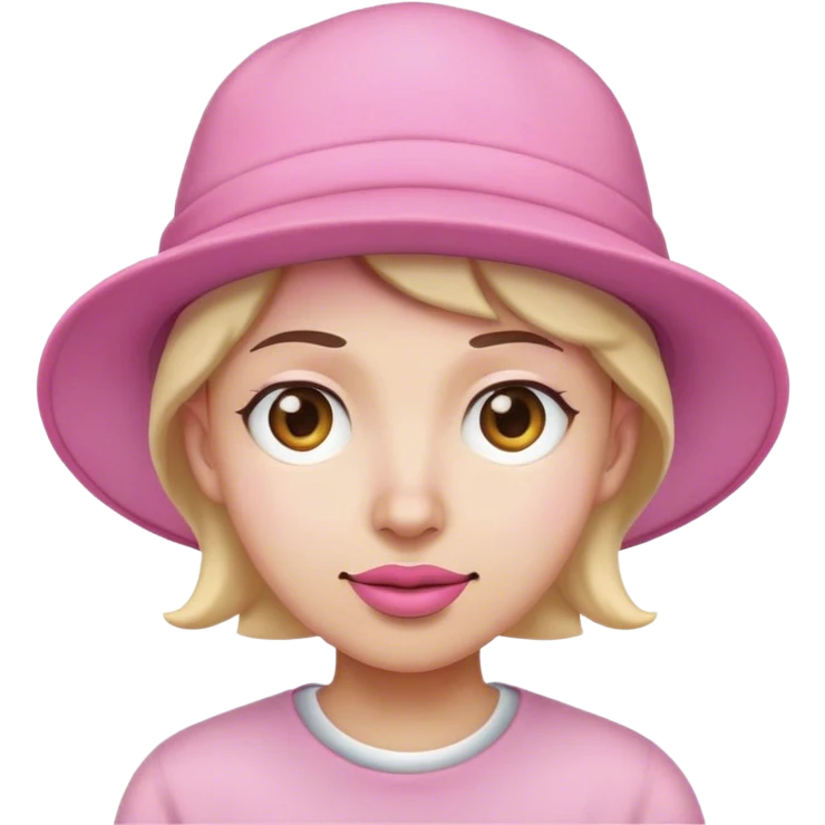 Meh face with pink hat emoji