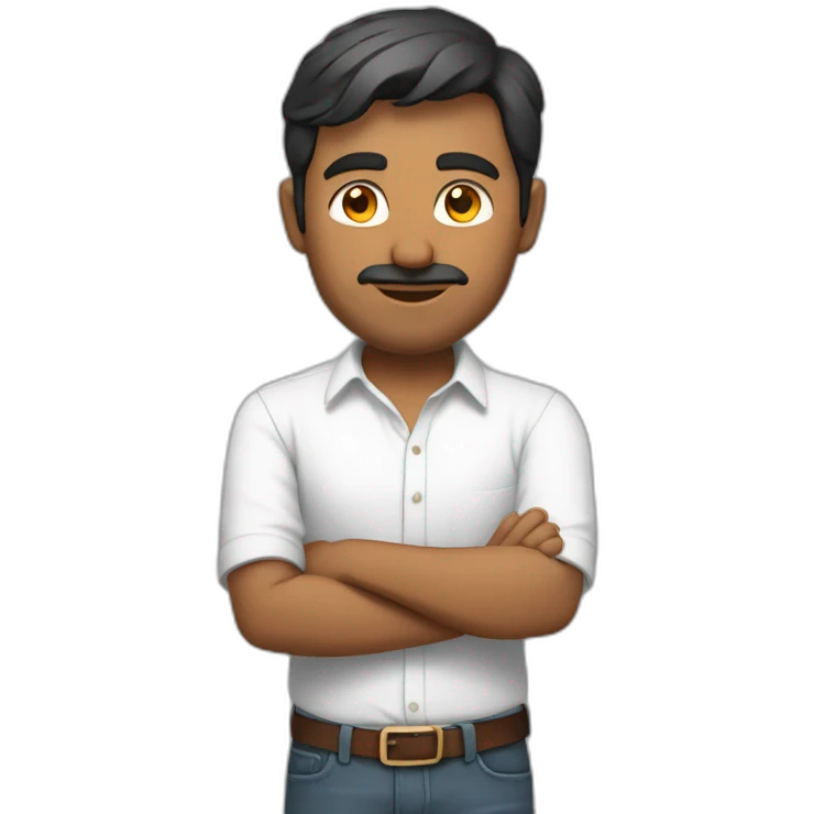Indian man developer in plain white shirt with sleeve up profile image emoji