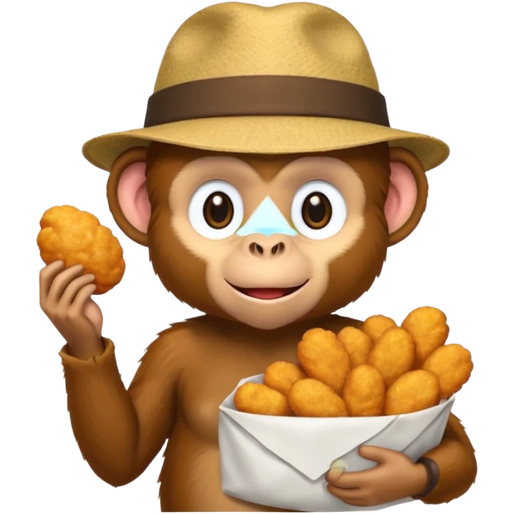 Monkey with a hat and chicken nuggets emoji