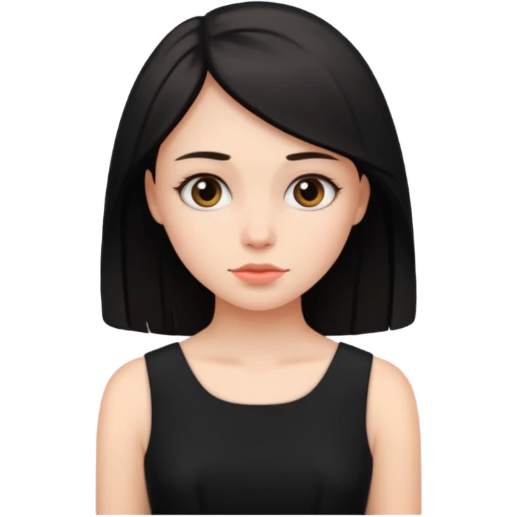 دختر زیبا با لباس مشکی کمی خسته و امیدوار  emoji