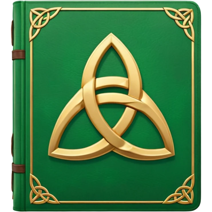 a green closed book with a golden triquetra emoji