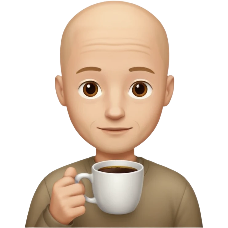 young men with coffee no hair, a little beard and no wrinkles emoji