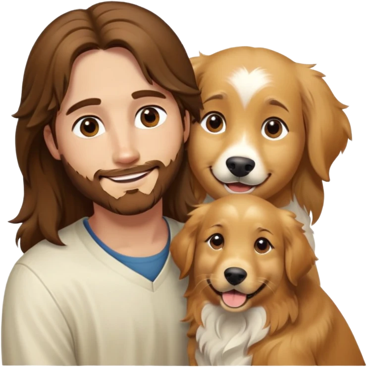 Can u make Jesus with 2 golden retrievers. One a brown and a white golden retriever? emoji