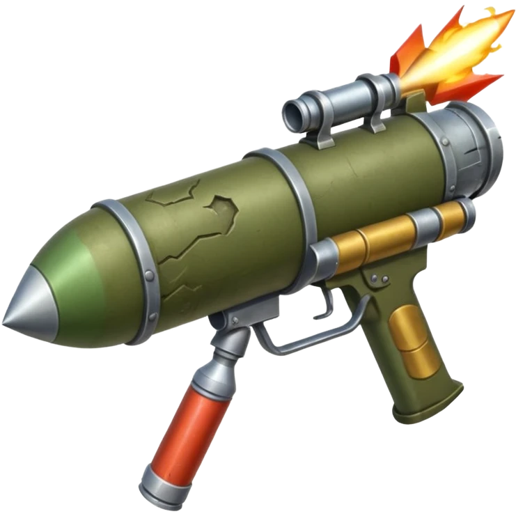 olive-colored two-handled shoulder-mounted rocket launcher emoji