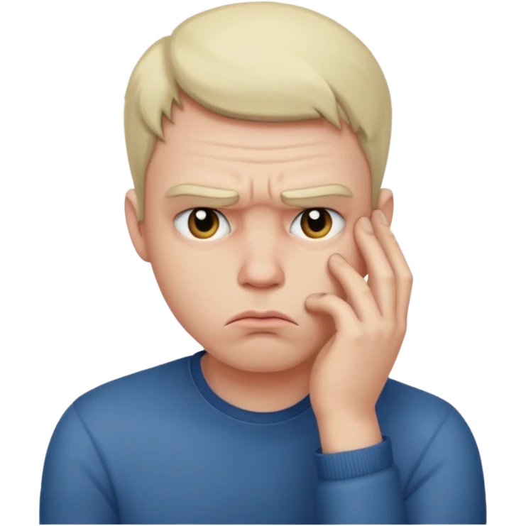 Man pouting, head in hand emoji