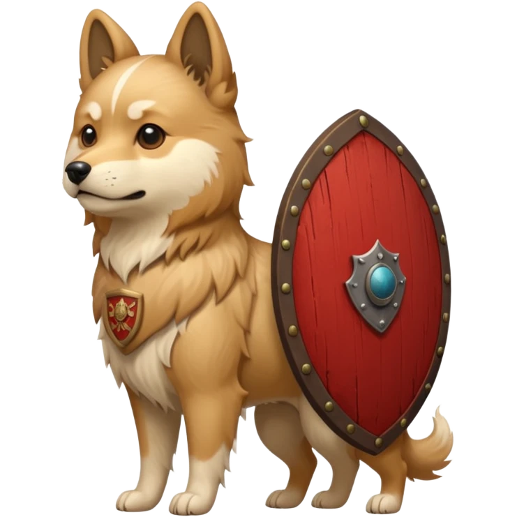 ancient chinese dog with only wooden shield emoji