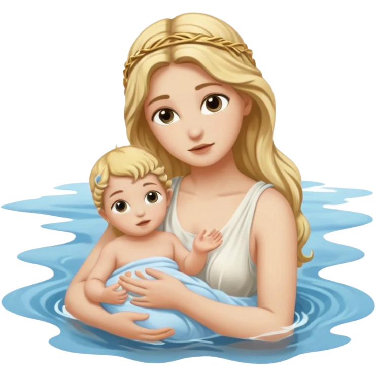 greek goddess dipping baby in river emoji