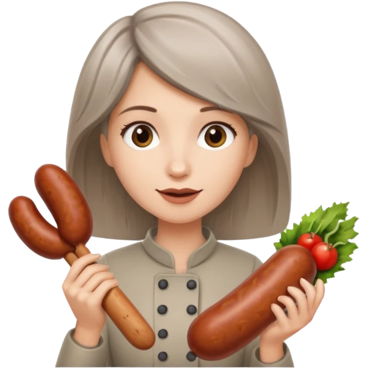 Женщина с пепельными волосами и колбасой emoji