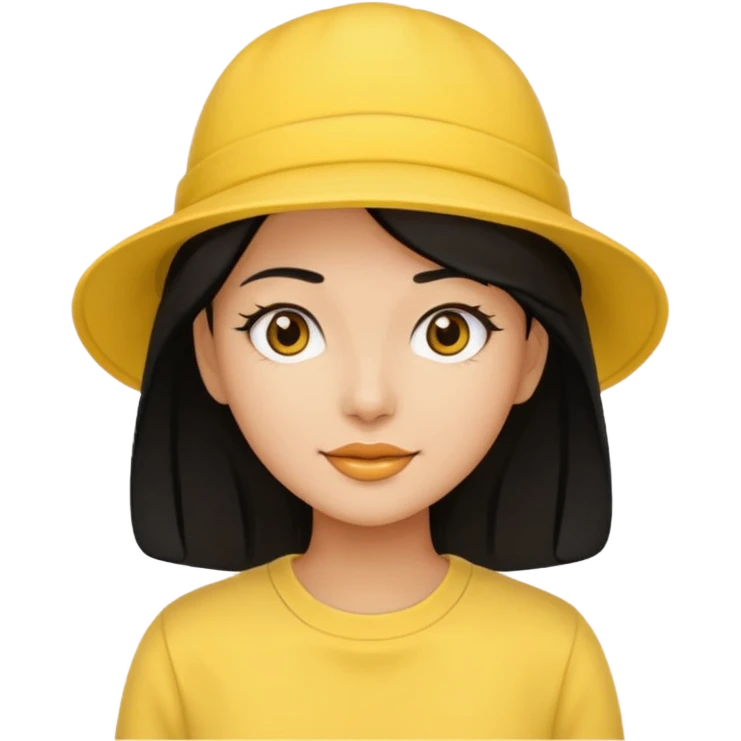 black haired women with yellow hat emoji