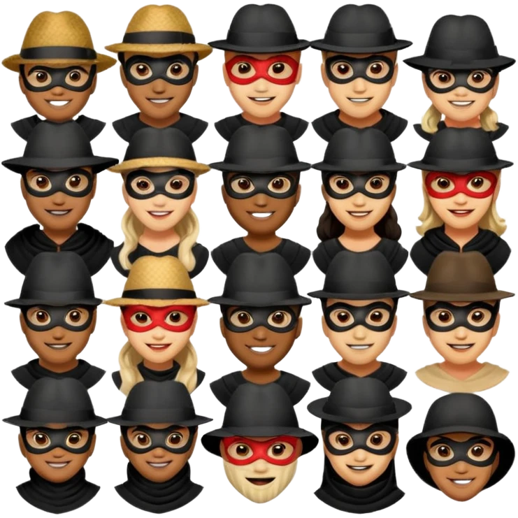 masked people with hat emoji