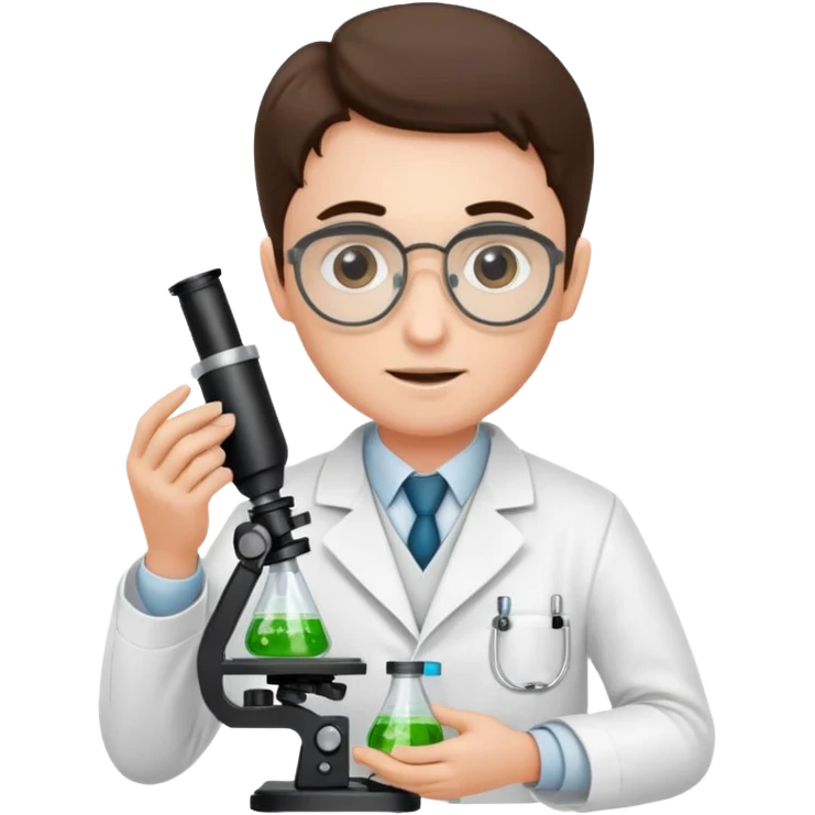 a victorian scientist carrying out an experiment with petri dish and microscope emoji