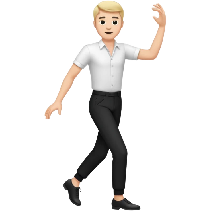 танцующий мужчина в полный рост в рубашке белой и черных брюках emoji