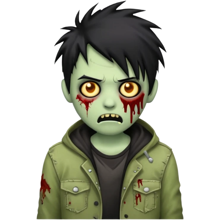 Zombie emoji with spike emo black hair  emoji