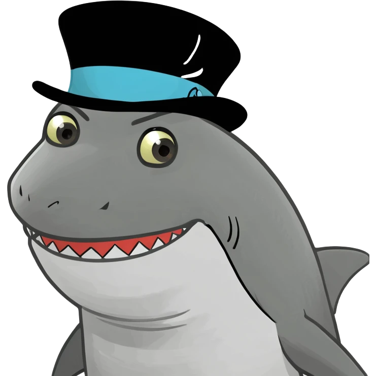 Shark with a top hat emoji