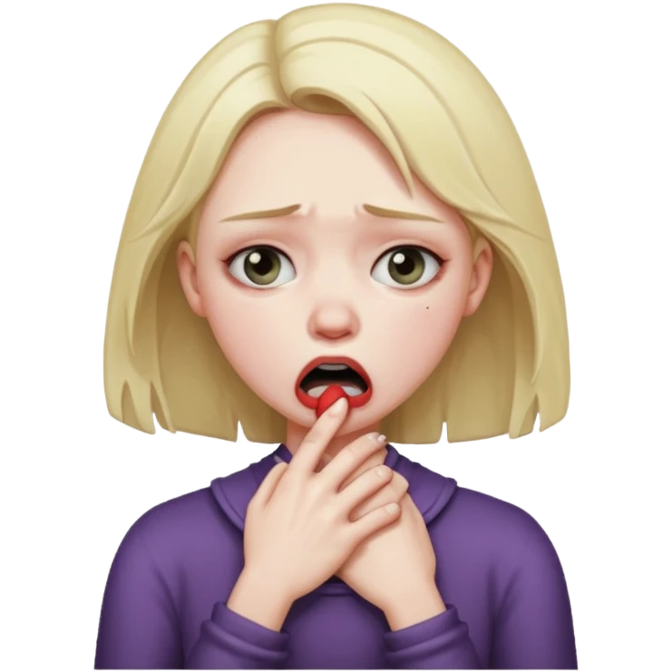 Girl choking them self dramatic  emoji