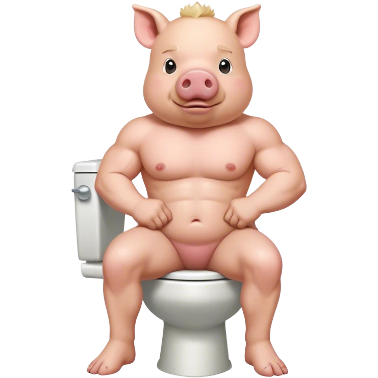 Muscular pig on a toilet emoji