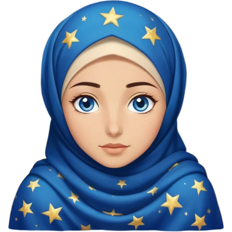 Turkish beautiful finish Konya girl blue eyes with starry night hijab dress and watching the sky on the ground  emoji