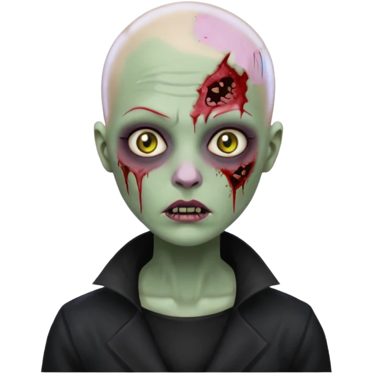 bald woman zombie black costume  emoji
