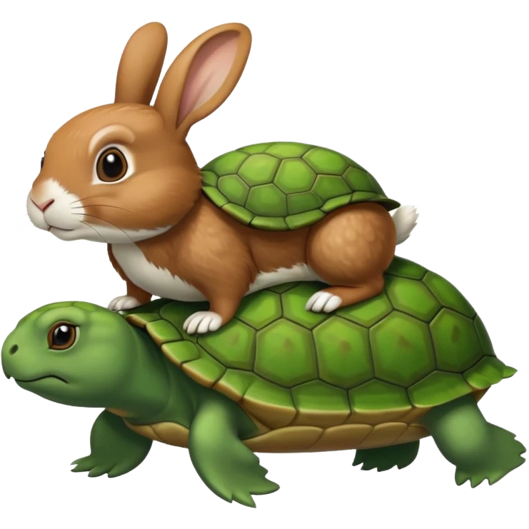 Turtle being ridden by a rabbit emoji