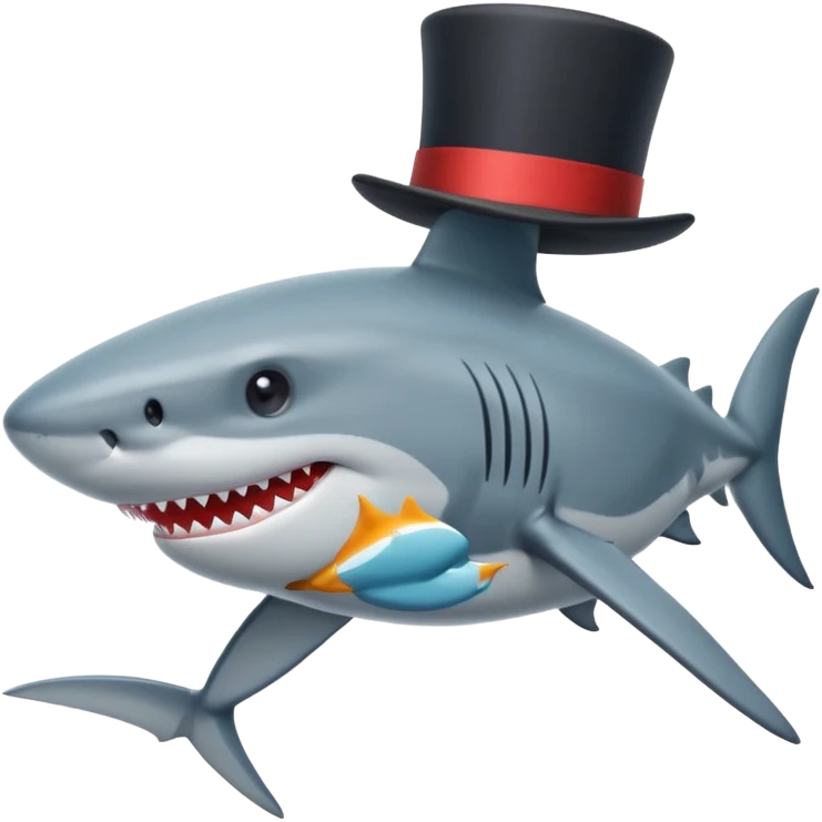 Shark with a top hat emoji