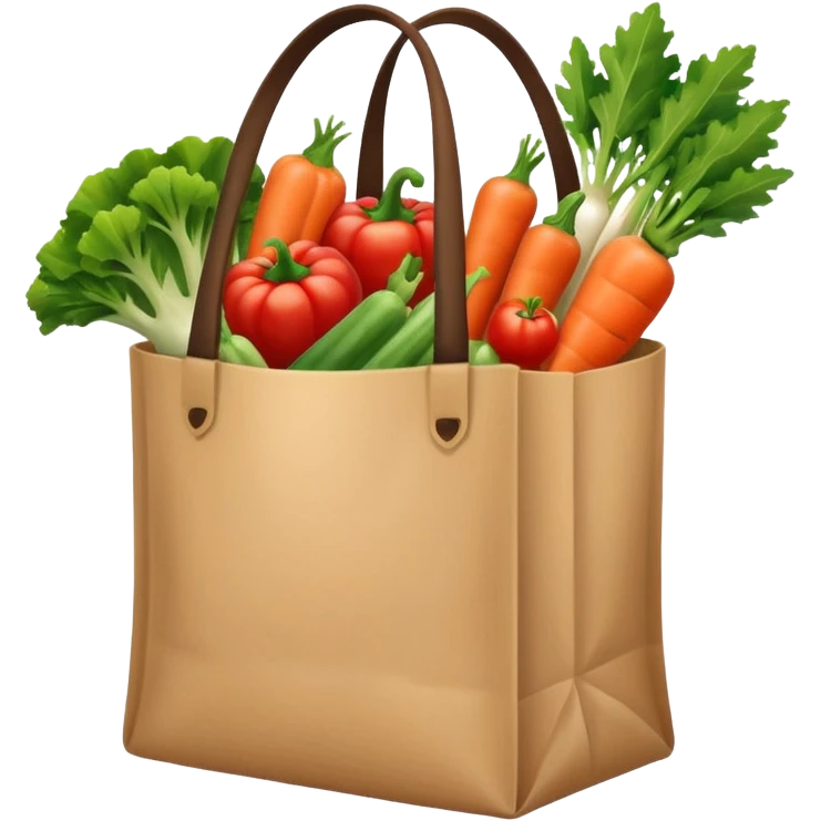 groceries in a bag with vegetables emoji