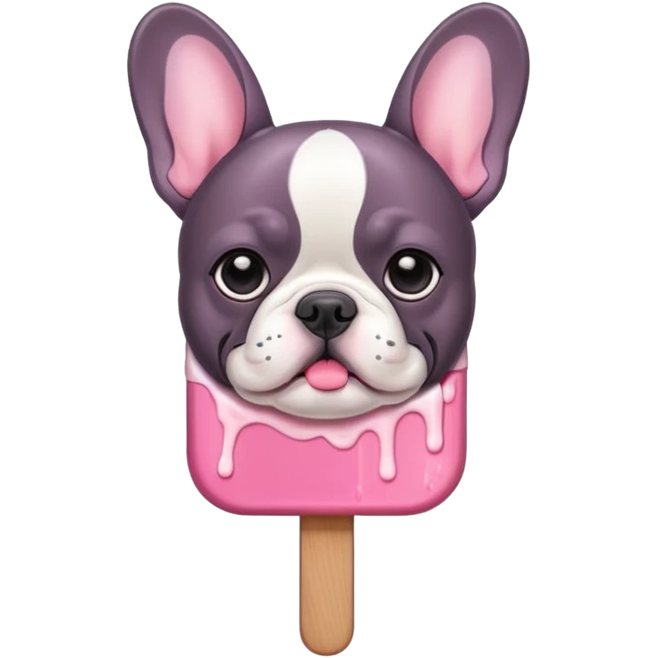 Pink Popsicle in the shape of French Bulldog emoji