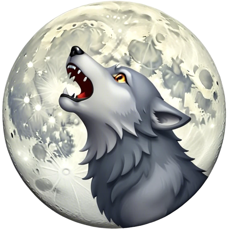 Full Moon with Howling Wolf emoji