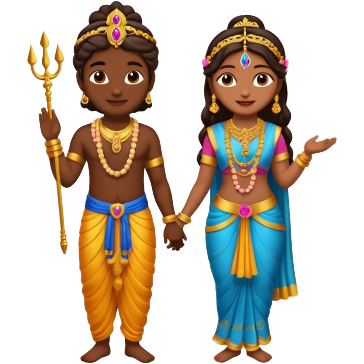 Krishna and Radha cute standing together  emoji