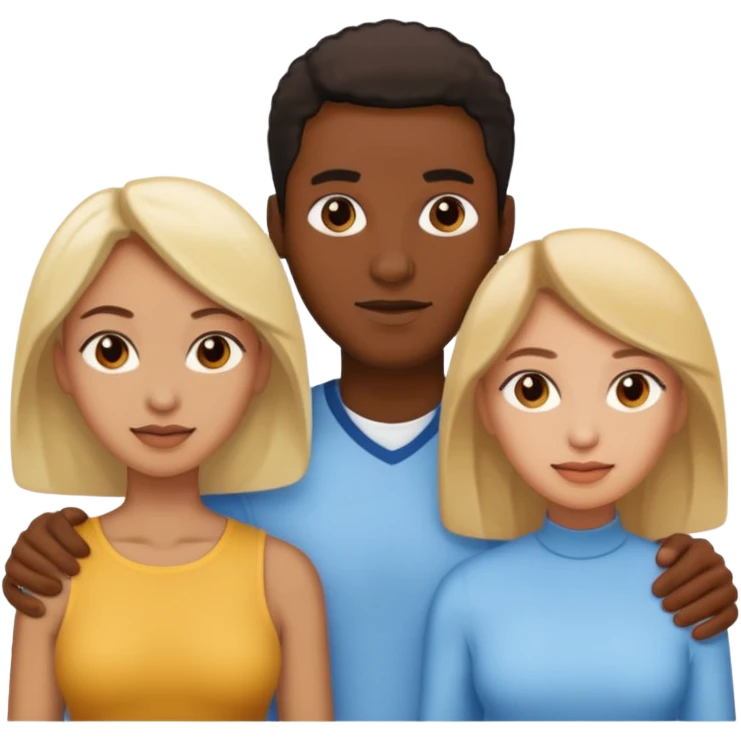 Black man with two women emoji