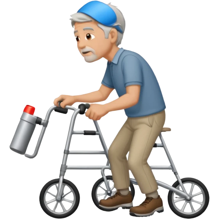 Caucasian Man using a walker with a bike horn on it emoji