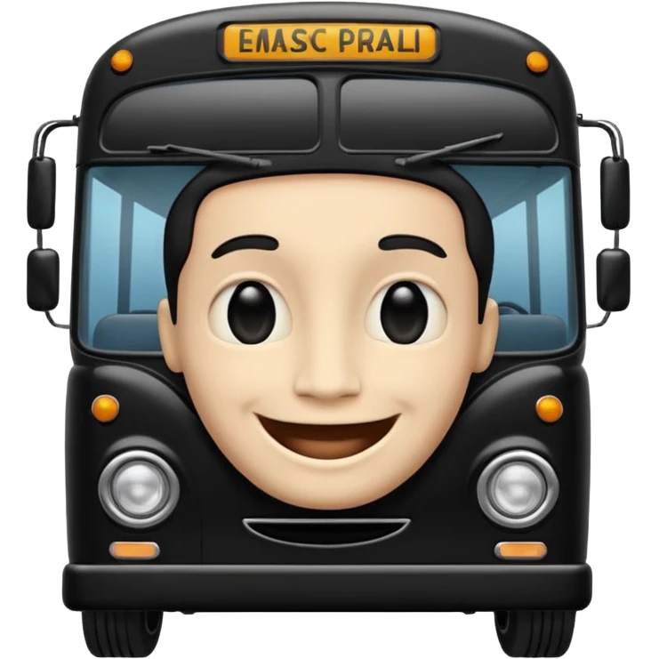 A Black Bus With The Human Face emoji