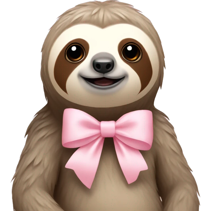 Light beige sloth with light pink bow on head emoji