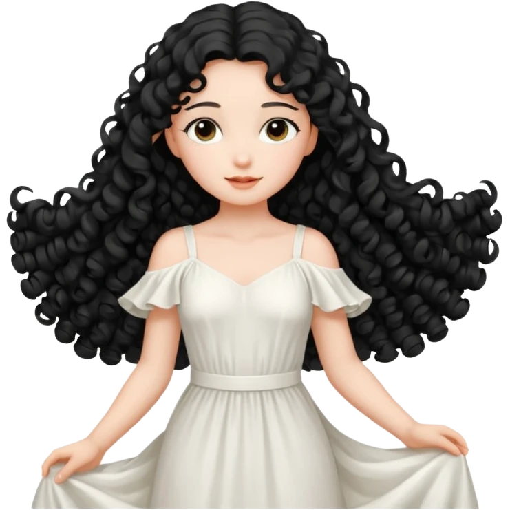 Gentle angel with long black curls and cloud background emoji