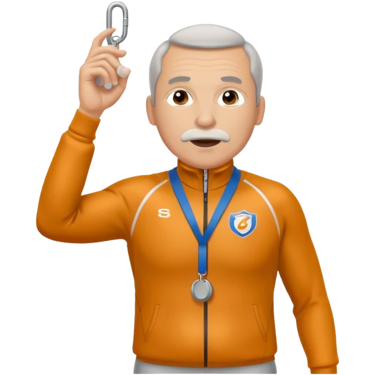 middle-aged track coach with whistle full body emoji