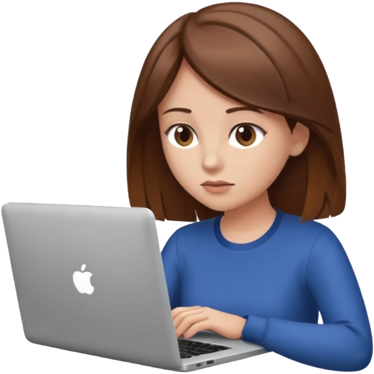 woman with brown hair using laptop emoji