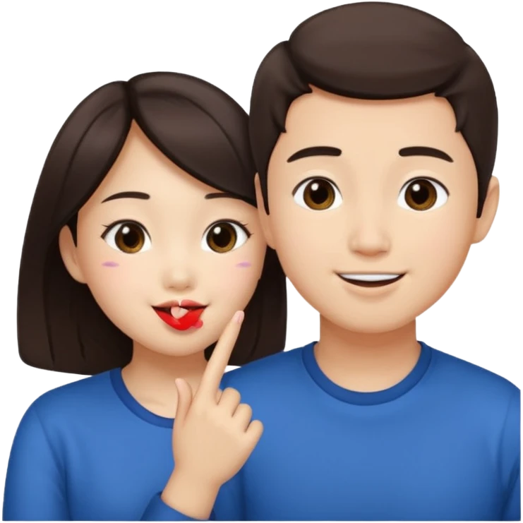 Asian girl blowing kiss to brunette boy  emoji