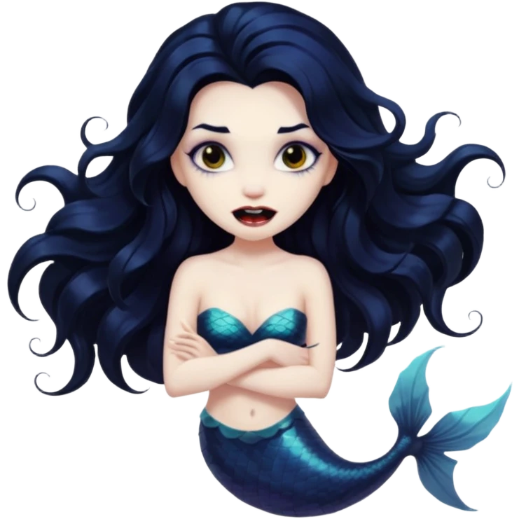 Black vampire mermaid emoji