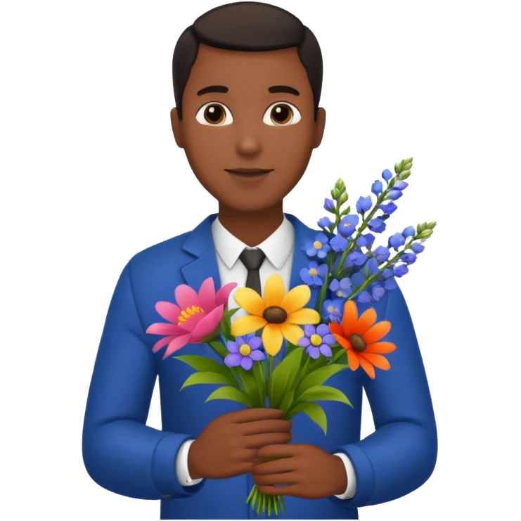 Black Male hand give a bogue of flowers emoji