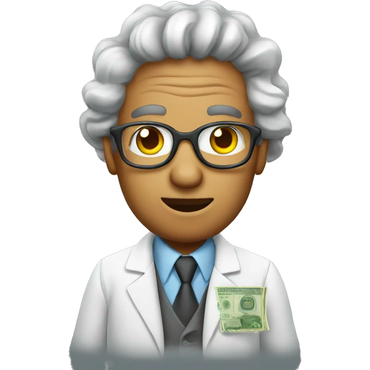 scientist with stack of money bills emoji
